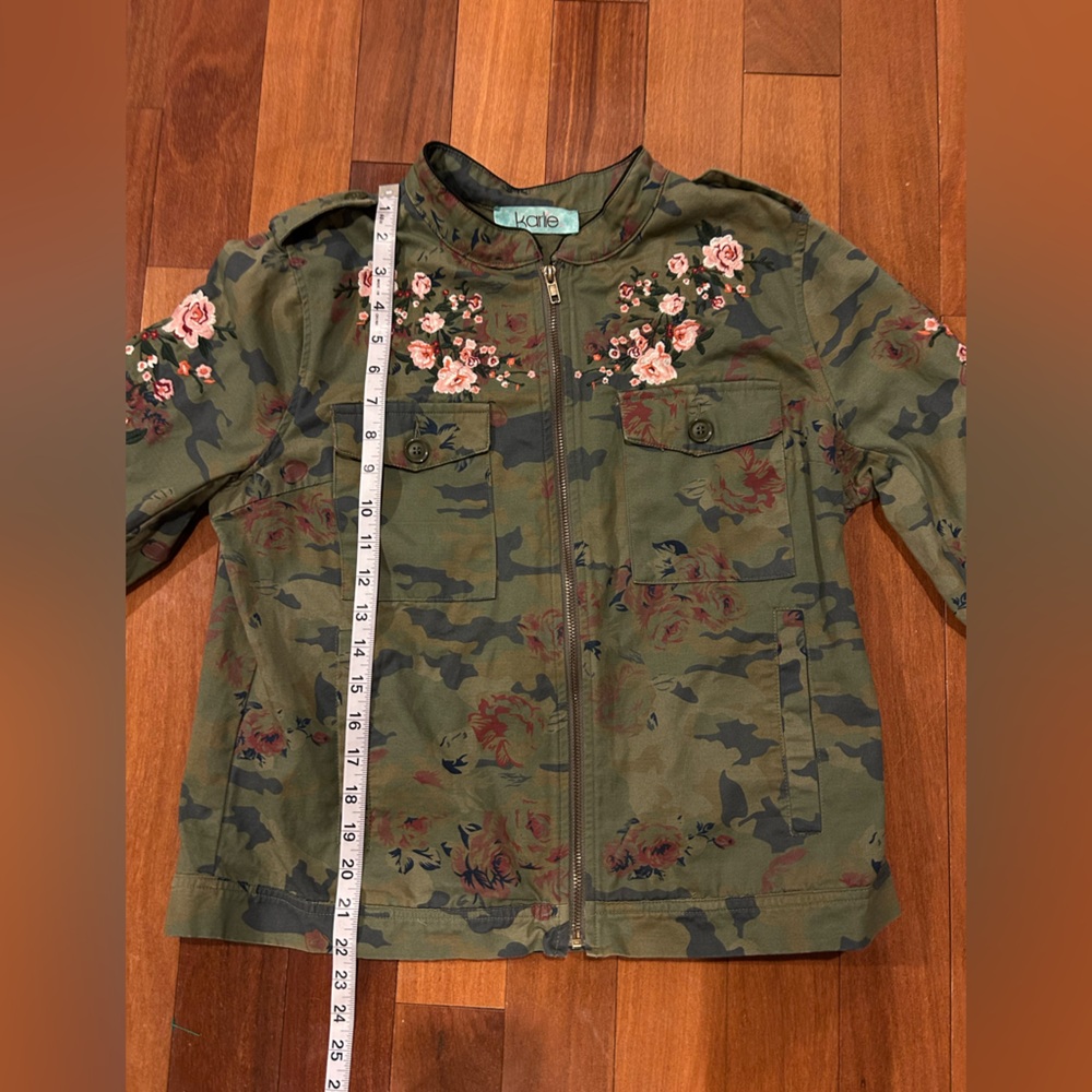 Karlie Cherry Blossom Green Floral Utility Jacket size L - Picture 6 of 8